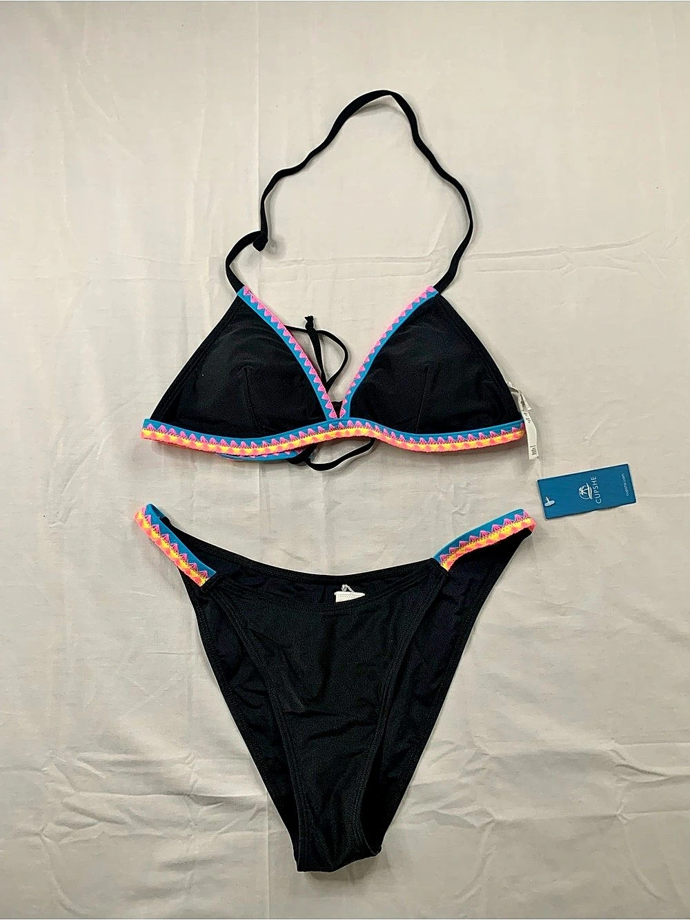 Cupshe Black & Pink Bikini Size Medium NWT